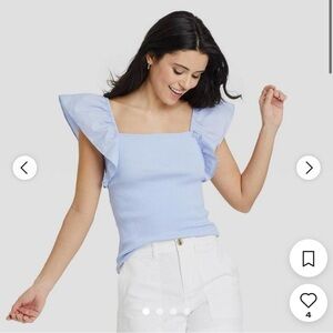 NWT A New Day Target blue top ruffle sleeves